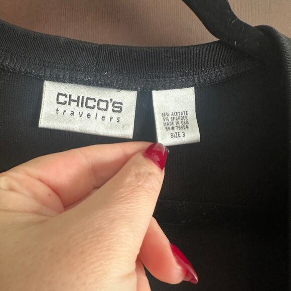 CHICO's TRAVELERS | Black Open Front Travel Cardigan Wrinkle free | Extra Large - Picture 3 of 4